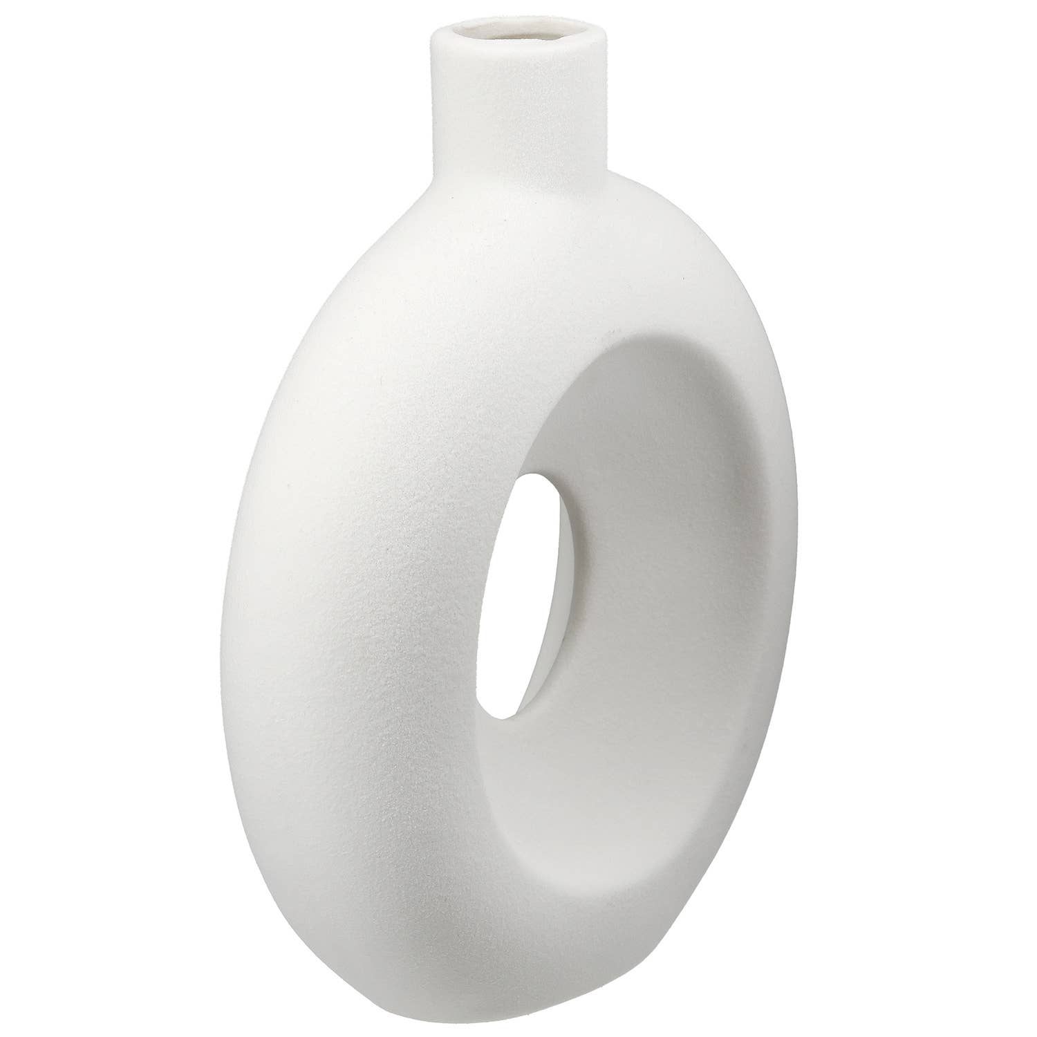 Gilde Handwerk Macrander GmbH & Co. KG - Organico round perforated vase, h.16.5 cm: Watertight / White / Pottery