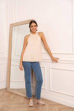 Afbeelding in Gallery-weergave laden, Attentif Paris - Top with bow neckline containing linen: Sky Blue / Sx1 Mx1 Lx1

