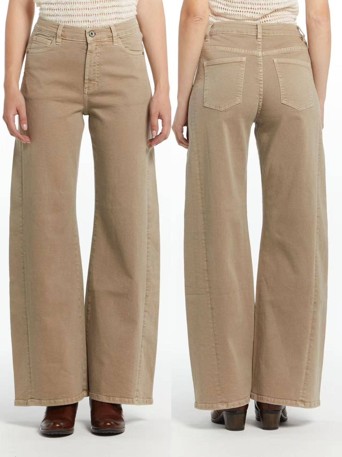 Cécile Wang High-Waisted Wide-Leg Cotton Pants – SD9240