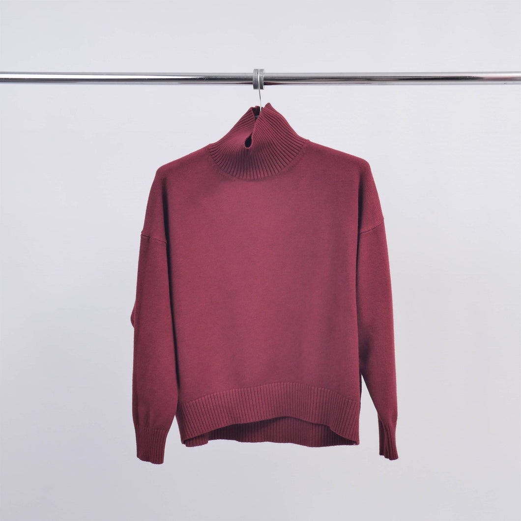 Cecile Wang - HY86038 turtleneck sweater: Bordeaux