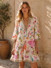 Afbeelding in Gallery-weergave laden, Orice - Short bohemian floral-print cotton dress: 831 / One size
