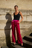 Attentif Paris - Straight cut velvet pants: Dark brown / Sx1 Mx1 Lx1 XLx1
