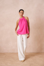 Afbeelding in Gallery-weergave laden, Attentif Paris - Top with bow neckline containing linen: Fuchsia / Sx1 Mx1 Lx1
