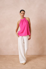 Afbeelding in Gallery-weergave laden, Attentif Paris - Top with bow neckline containing linen: White / Sx1 Mx1 Lx1
