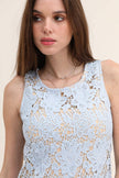 CHOKLATE PARIS - Selena sleeveless lace dress: Small  / Sky blue/nude