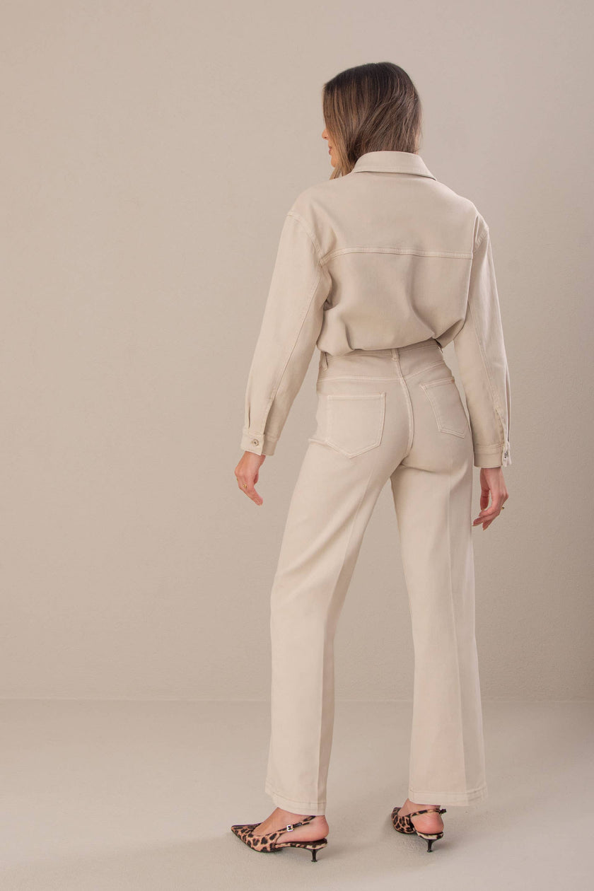FERRACHE - Straight jeans with a cotton blend: Beige