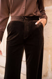Attentif Paris - Straight cut velvet pants: Dark brown / Sx1 Mx1 Lx1 XLx1