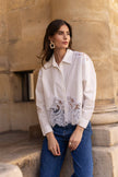 CHOKLATE PARIS - Cotton shirt with lace inserts - CK08340: Prune / 2 S/M - 2 M/L