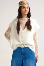 Afbeelding in Gallery-weergave laden, Q2—All Orders:Free Duties for the US,UK,and Canada - Soft Knit Sleeveless Cardigan Vest with Lace Trim: CREAM / ONE
