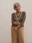 Bijondo - Amelia rayon short mesh cardigan: Orange / One size