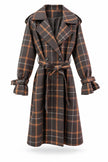 SWEET MAGIC MODA Y COMPLEMENTOS - Brown and gray tartan check coat with belt