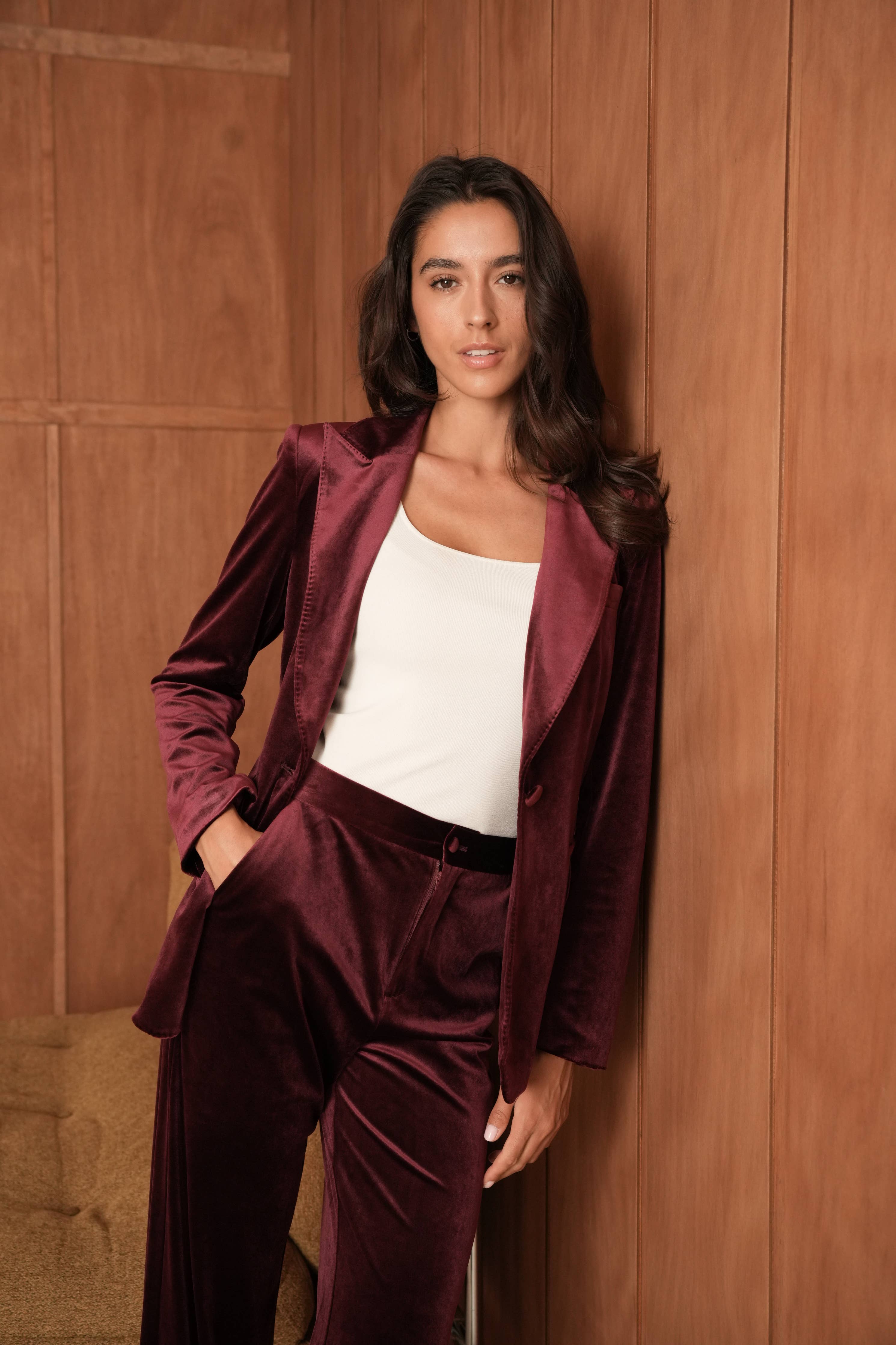 CHOKLATE PARIS - Ganny tailored jacket in velvet, single-button - V26115: Choco / 1S-1M-1L-1XL
