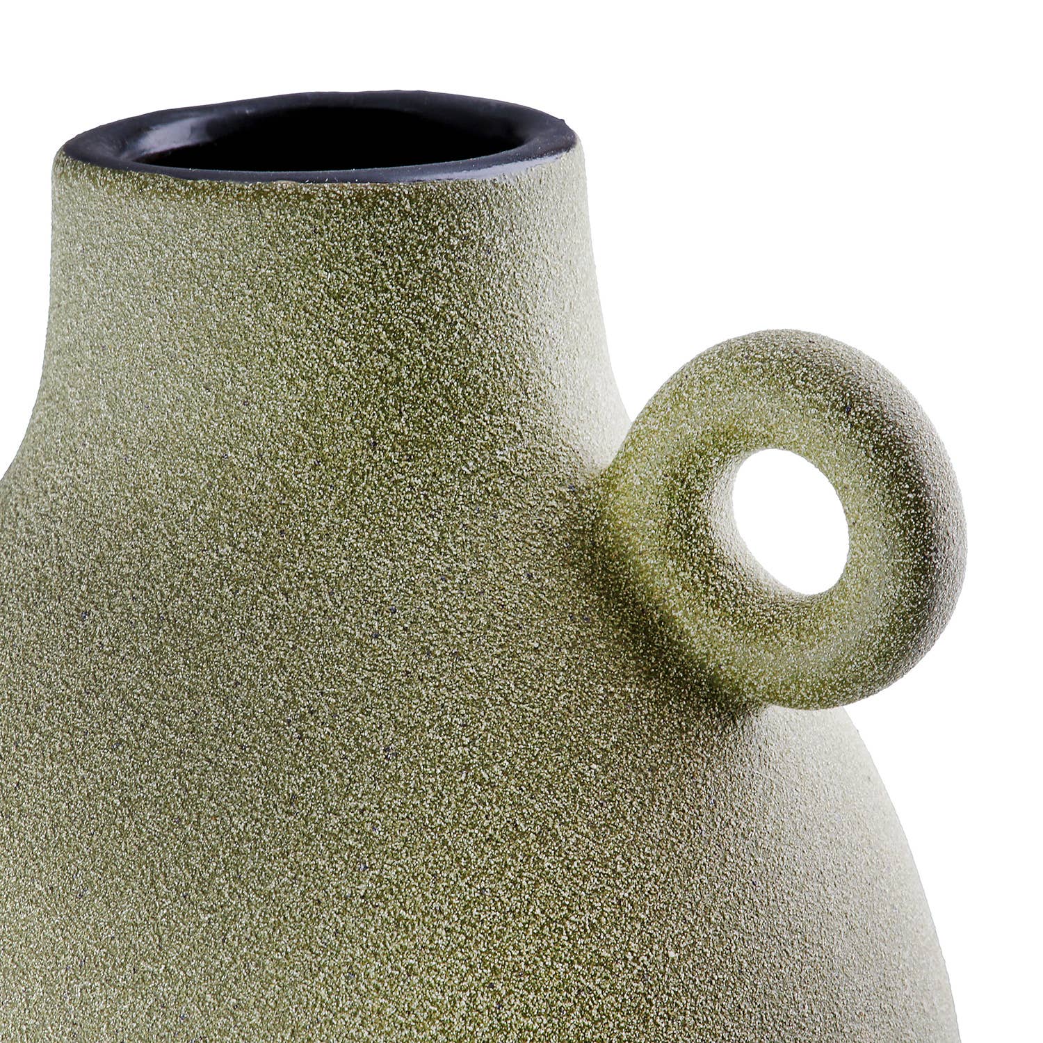 Gilde Handwerk Macrander GmbH & Co. KG - Tombos handle vase, green h.17 cm: Watertight / Verdure / Pottery