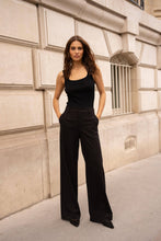 Afbeelding in Gallery-weergave laden, Attentif Paris - High-waisted plain wide-leg pants: Black / Sx1 Mx1 Lx1 XLx1
