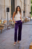 Attentif Paris - Straight cut velvet pants: Dark brown / Sx1 Mx1 Lx1 XLx1