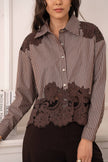 CHOKLATE PARIS - Cotton shirt with lace inserts - CK08340: Prune / 2 S/M - 2 M/L