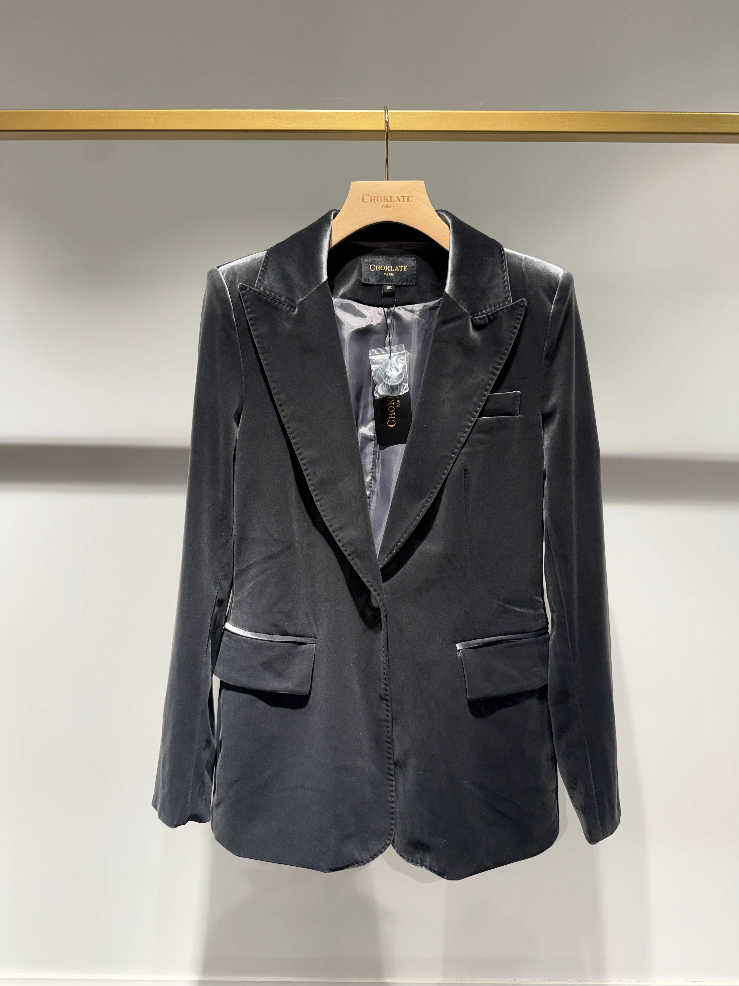 CHOKLATE PARIS - Ganny tailored jacket in velvet, single-button - V26115: Choco / 1S-1M-1L-1XL