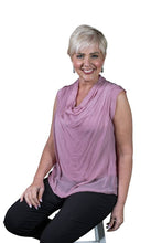 Afbeelding in Gallery-weergave laden, TINA Stephens Italy/Tees By Tina - Sarita Silk Drape Neck Top (BT212): 672 Fuchsia
