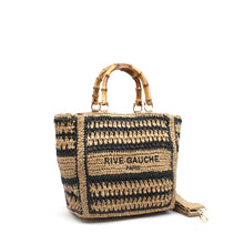 Afbeelding in Gallery-weergave laden, Vimoda - Woven paper tote bag with Rive Gauche handles: Taupe-Jean
