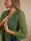 Bijondo - Amelia rayon short mesh cardigan: Greening / One size