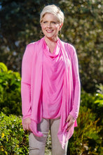 Afbeelding in Gallery-weergave laden, TINA Stephens Italy/Tees By Tina - Carla Open Cardi w/Silk Trim (CLS201): 672 Fuchsia
