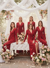 Afbeelding in Gallery-weergave laden, EMMA WU DESIGN - LONG SHINY ELASTIC RED DRESS 5047: ROJO
