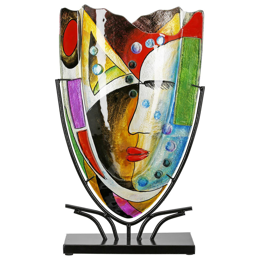 Gilde Handwerk Macrander GmbH & Co. KG - Veronique face vase, h.49 cm: Interior walls are hand painted/not waterproof / Multicoloured / Jar