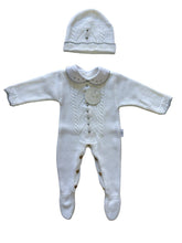 Afbeelding in Gallery-weergave laden, Cotton Socks - CT108 TRICOT JUMPSUIT SET W/ HAT AUTUMN/WINTER: White/Navy / 1/3 Months
