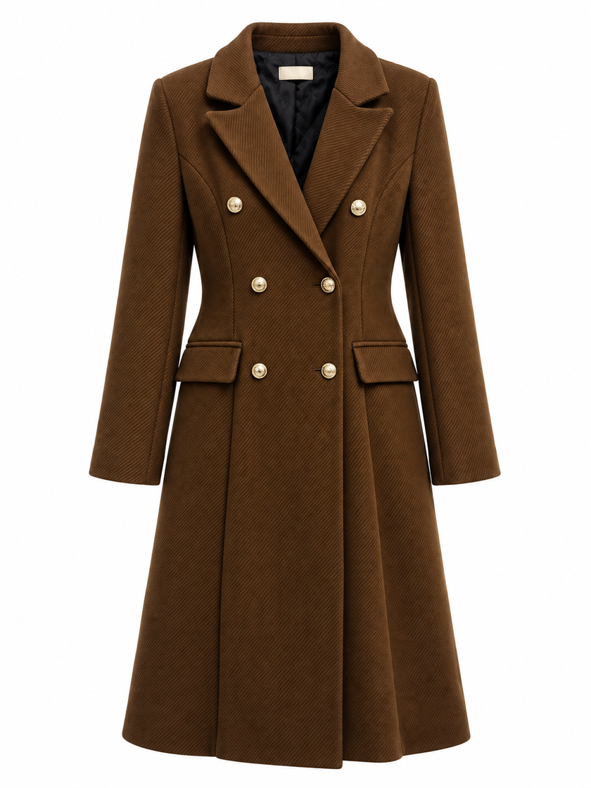 URBAN REVERSE TTMEDIA ITALY SRL - Long Double-Breasted Coat with Defined Waist | Elegant Style