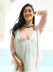 Bijondo - Amelia rayon short mesh cardigan: Greening / One size