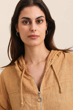 Afbeelding in Gallery-weergave laden, LÉA &amp; LUC - 100% linen zip-up jacket with hood REF. 5088: Beige
