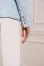 Afbeelding in Gallery-weergave laden, Attentif Paris - Tweed blazer jacket: Sky Blue
