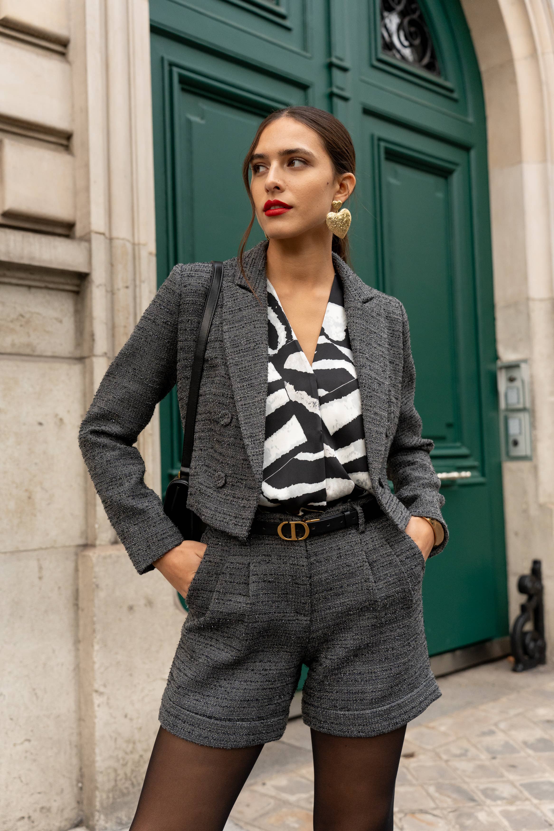LULUMARY - Blazer court tweed V324: White / 2S 2M 2L