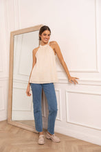 Afbeelding in Gallery-weergave laden, Attentif Paris - Top with bow neckline containing linen: Sky Blue / Sx1 Mx1 Lx1
