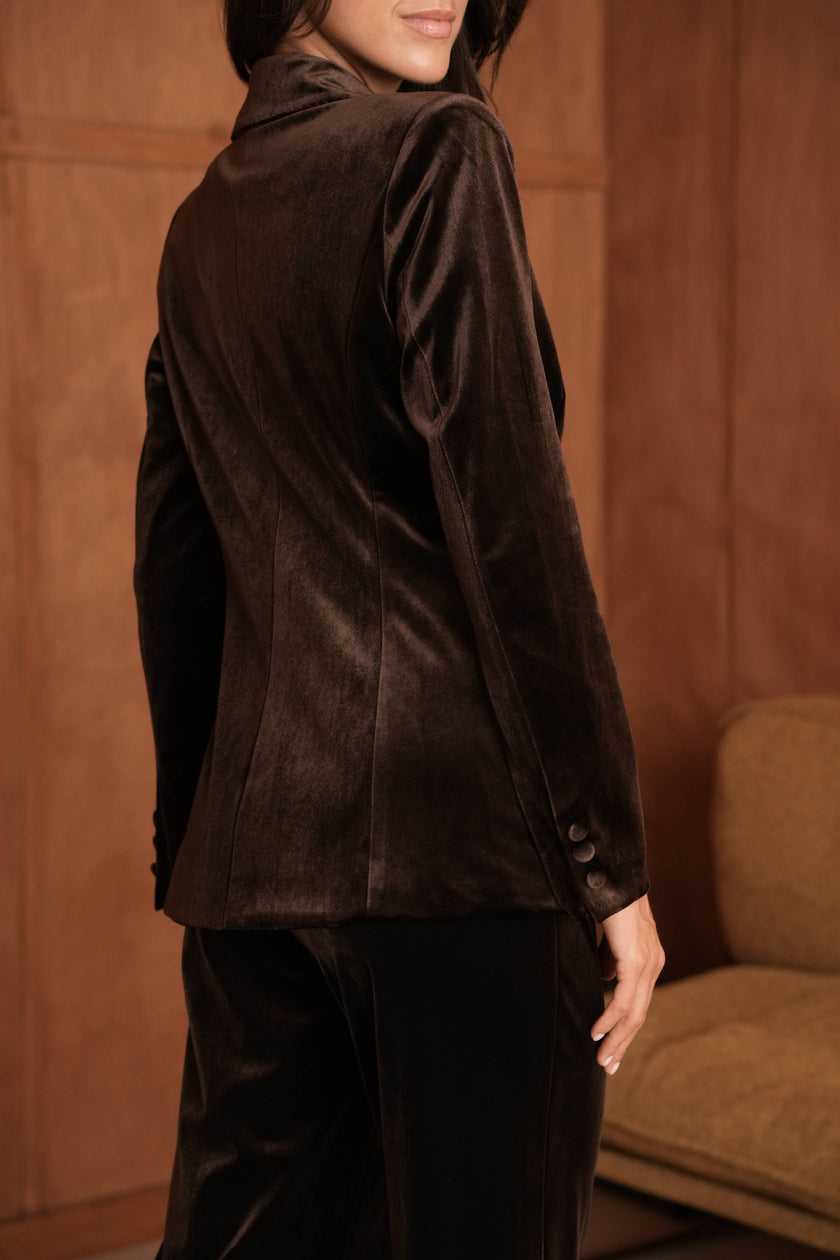 CHOKLATE PARIS - Ganny tailored jacket in velvet, single-button - V26115: Choco / 1S-1M-1L-1XL