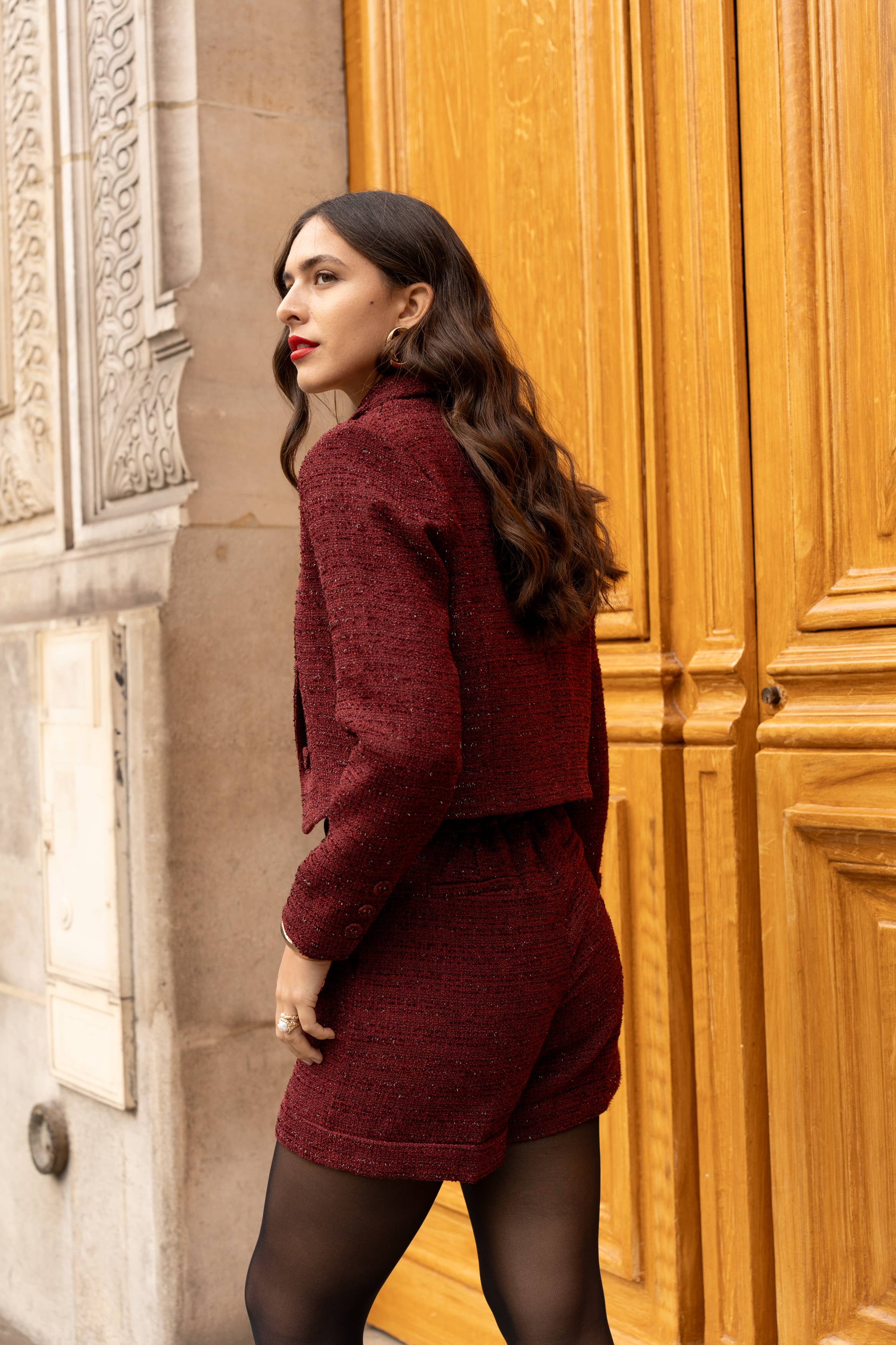 LULUMARY - Blazer court tweed V324: White / 2S 2M 2L
