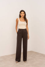 Afbeelding in Gallery-weergave laden, Attentif Paris - [Aura] Wide high-waisted tailored long pants: Brown / Sx1 Mx1 Lx1 XLx1
