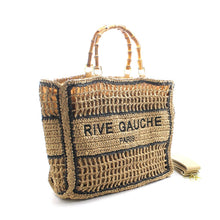 Afbeelding in Gallery-weergave laden, Vimoda - CROCHET Woven tote bag RIVE GAUCHE with bamboo handles: Blue
