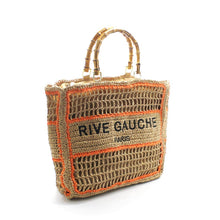 Afbeelding in Gallery-weergave laden, Vimoda - CROCHET Woven tote bag RIVE GAUCHE with bamboo handles: Black/taupe
