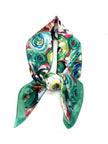 LINETA - Small square scarf with painting pattern: Pink