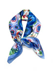 LINETA - Small square scarf with painting pattern: Pink