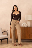 Vivid - Basic wide-leg jeans color: Light khaki / L