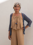 Bijondo - Amelia rayon short mesh cardigan: Greening / One size