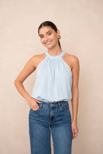 Afbeelding in Gallery-weergave laden, Attentif Paris - Top with bow neckline containing linen: White / Sx1 Mx1 Lx1
