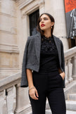 LULUMARY - Blazer court tweed V324: White / 2S 2M 2L