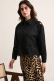 CHOKLATE PARIS - Cotton shirt with lace inserts - CK08340: Prune / 2 S/M - 2 M/L