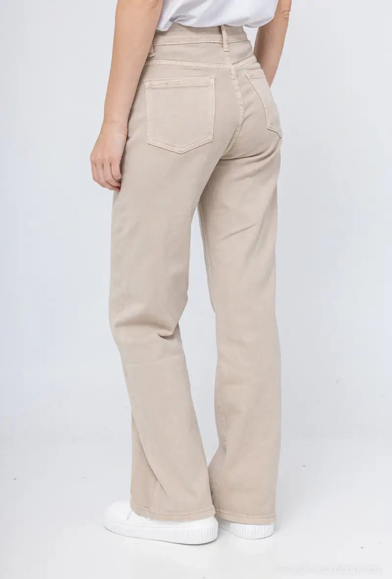 Vivid - Basic wide-leg jeans color: Light khaki / L