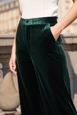 Plus Size Straight Cut Velvet Trousers: Navy Blue