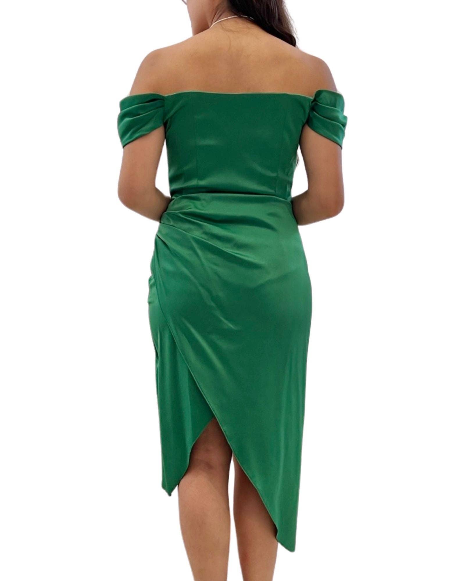 Invitadissimas - Asymmetric midi dress 1793: Olive green / 36