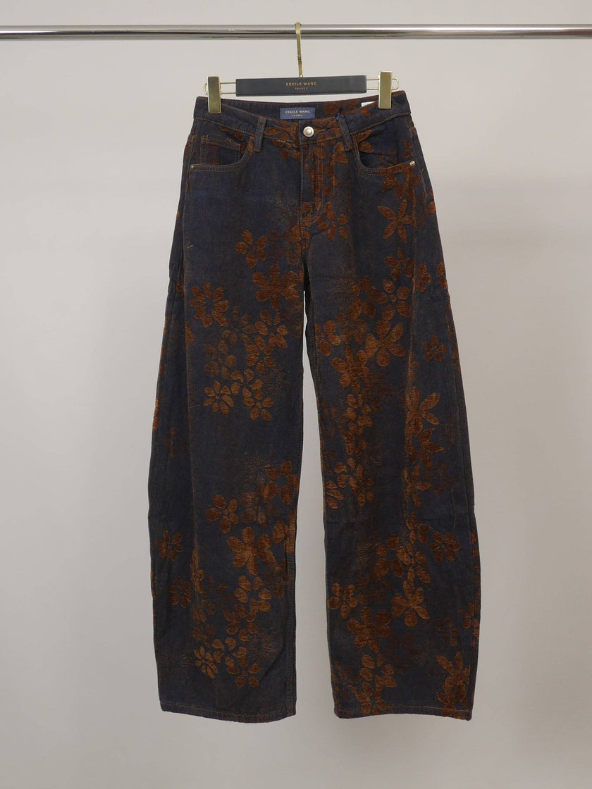 Cécile Wang Floral Wide-Leg Washed Trousers – PF5461